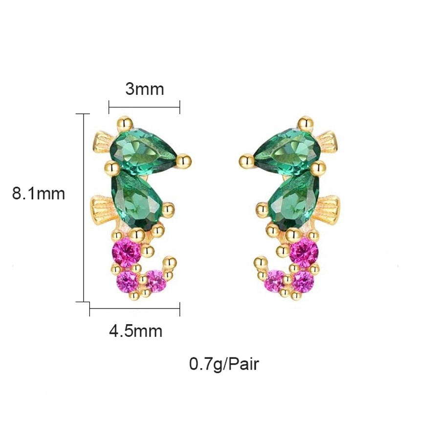 1 pair sweet simple style flower plating inlay copper zircon gold plated ear studs