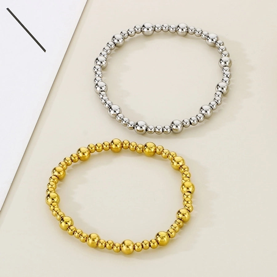 Simple Style Round 304 Stainless Steel 18K Gold Plated Bracelets In Bulk - CEJEW