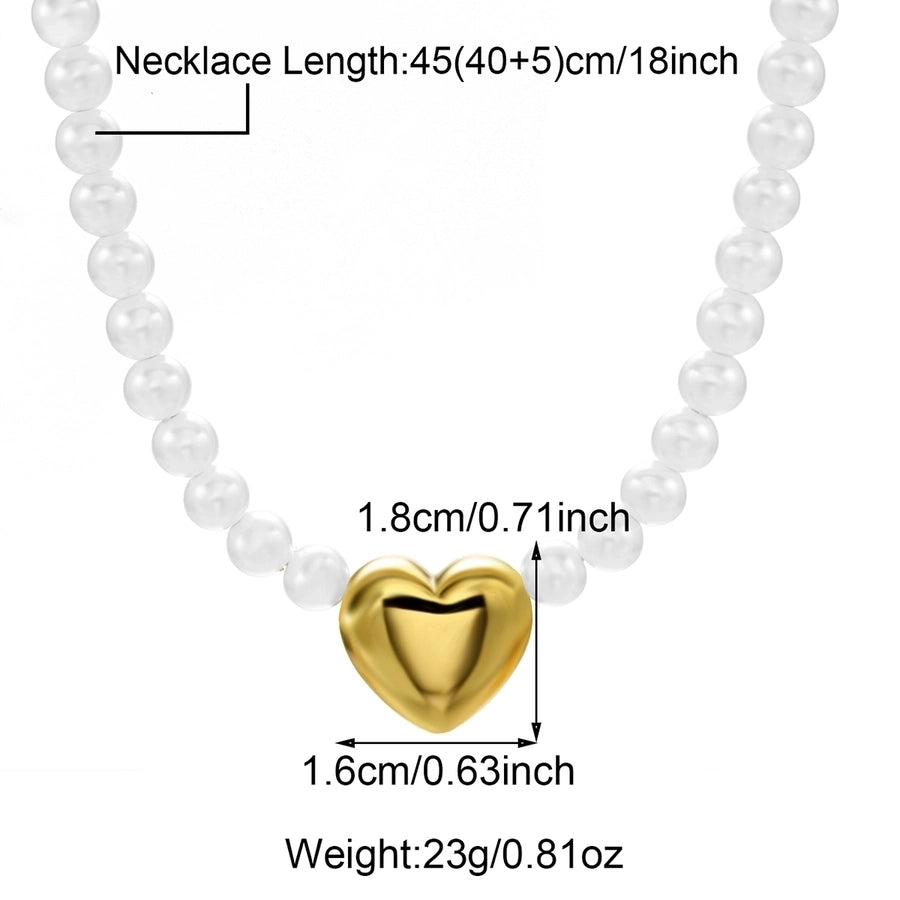 Copper 18K Gold Plated Asymmetrical Hollow Out Round Heart Shape Artificial Pearls Necklace - CEJEW