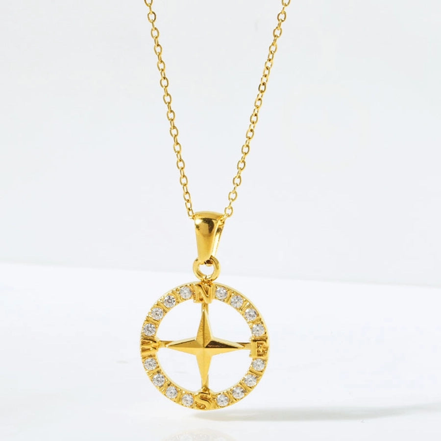 Jewelry Elegant Simple Style Streetwear Anchor Titanium Steel Diamond Pendant Necklace