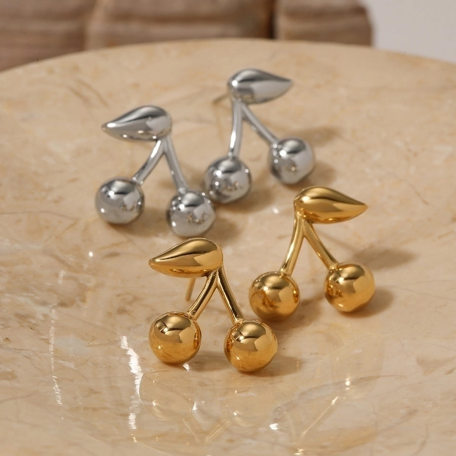 1 Pair Casual Modern Style Sweet Cherry Plating 304 Stainless Steel 16K Gold Plated White Gold Plated Gold Plated Stainless Steel Earrings