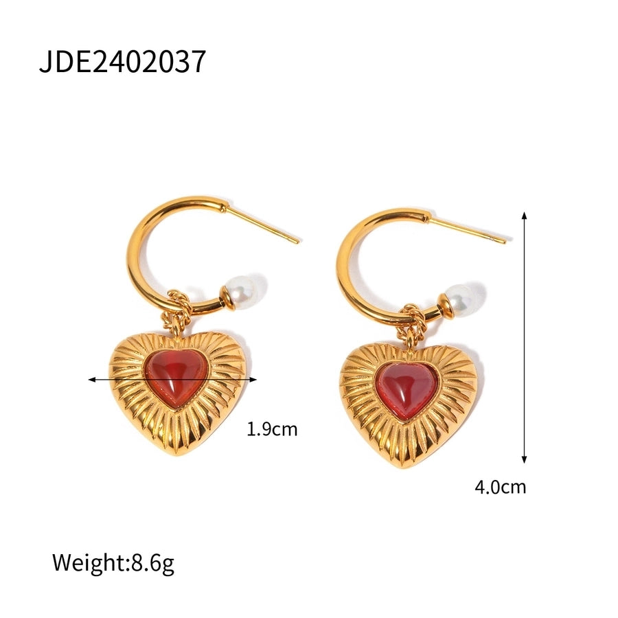 1 Pair Casual Exaggerated Heart Shape 304 Stainless Steel 18K Gold Plated Drop Earrings Earrings