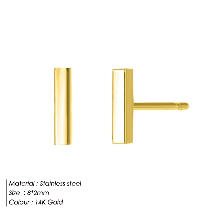 1 Pair Simple Style Classic Style Solid Color Plating 304 Stainless Steel 14K Gold Plated Ear Studs - CEJEW