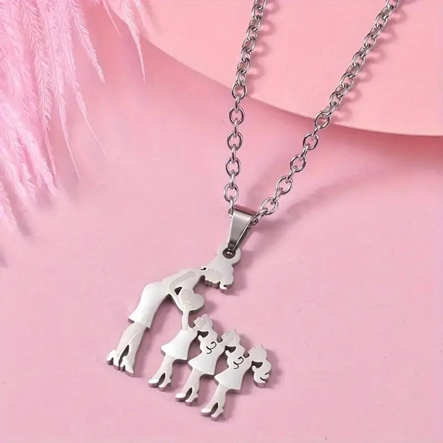 Jewelry Sweet Simple Style Human 304 Stainless Steel Pendant Necklace