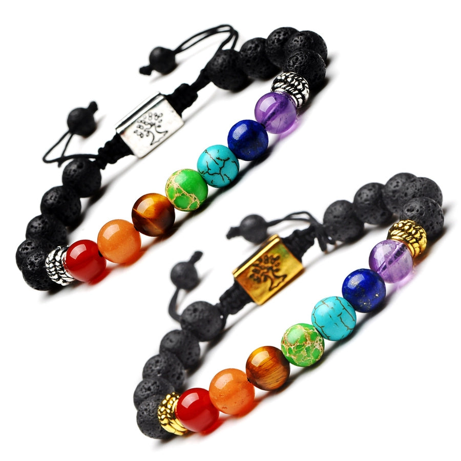 Simple Style Round Alloy natural stone Polyester Woven Chain Bracelets In Bulk