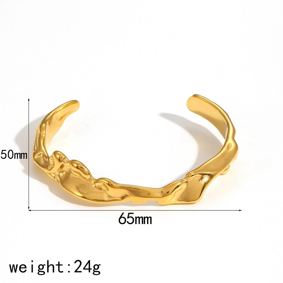 French Style Irregular Geometric 304 Stainless Steel 18K Gold Plated Bangle In Bulk