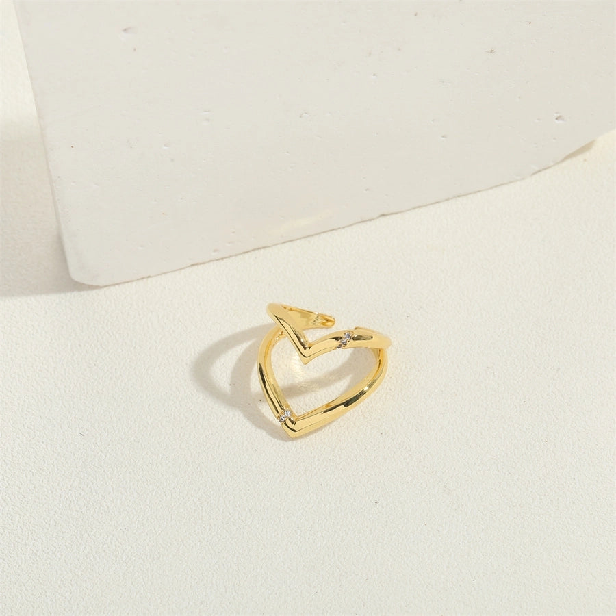 Copper Simple Style Classic Style Commute Heart Shape Solid Color Open Rings