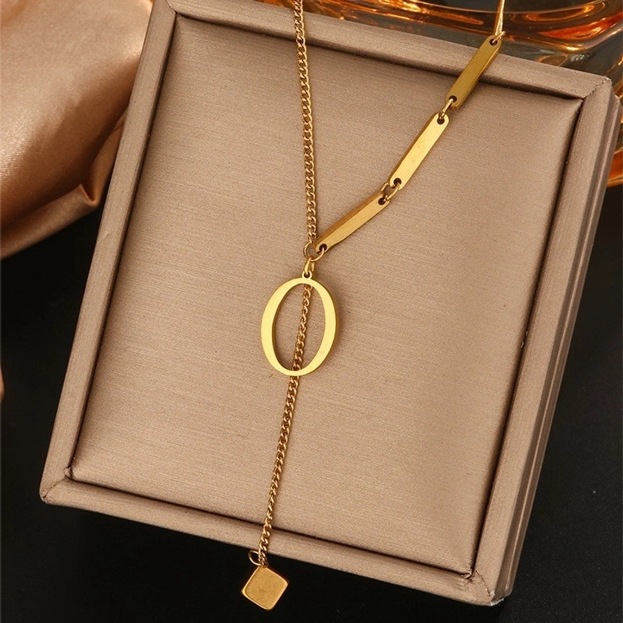 Jewelry Simple Style Artistic Letter 201 Stainless Steel 18K Gold Plated Pendant Necklace