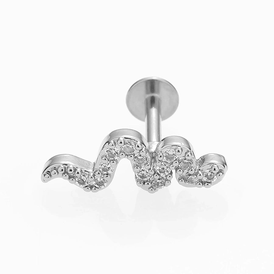 1 Piece Ear Cartilage Rings & Studs Simple Style Classic Style Feather Snake Fish 316L Stainless Steel  Plating Inlay Zircon 18K Gold Plated Nose Rings & Studs