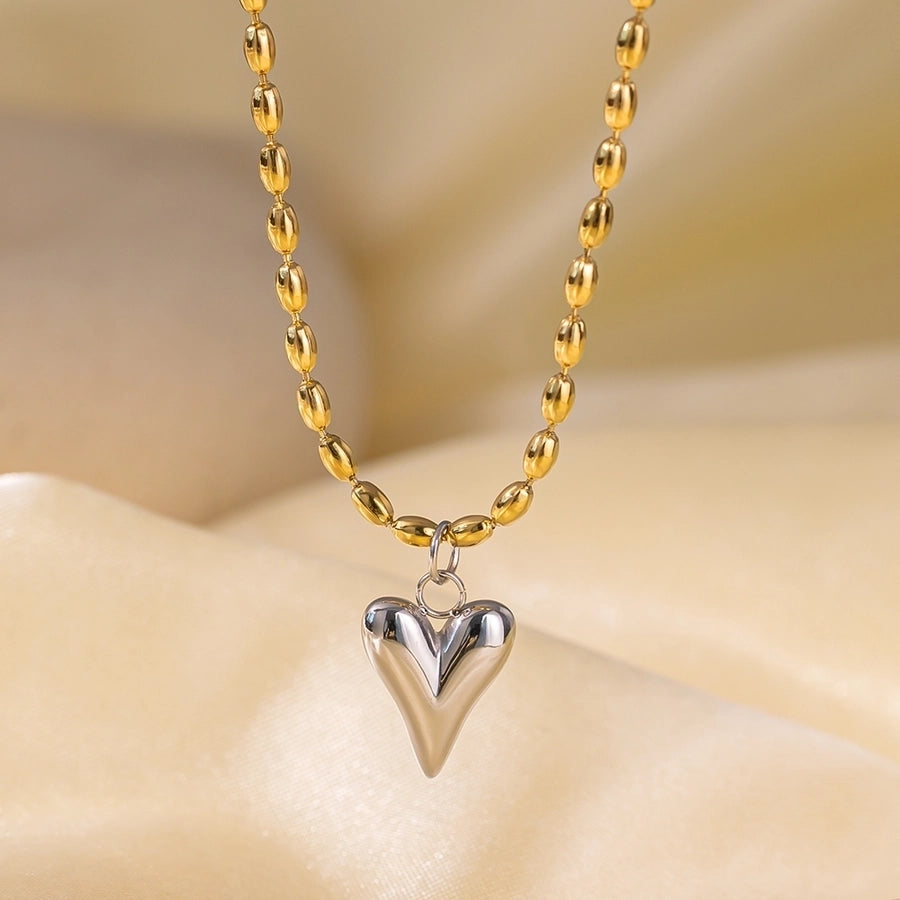 Jewelry Casual Simple Style Heart Shape 304 Stainless Steel 18K Gold Plated Polishing Plating Pendant Necklace