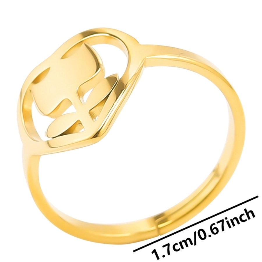 Jewelry Simple Style Flower 304 Stainless Steel 18K Gold Plated Polishing Rings - CEJEW