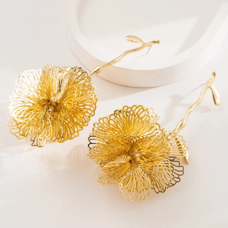 1 Pair Elegant Vacation Classic Style Flower Plating Alloy Gold Plated Silver Plated Drop Earrings