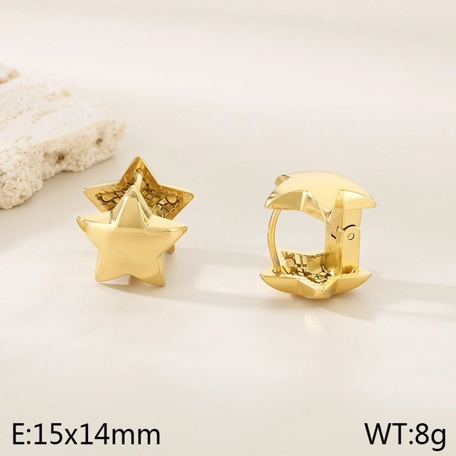 1 Pair Elegant Simple Style Streetwear Star 304 Stainless Steel 18K Gold Plated Stainless Steel Earrings