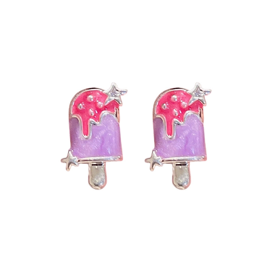 1 Pair Sweet Geometric Enamel Copper Ear Studs