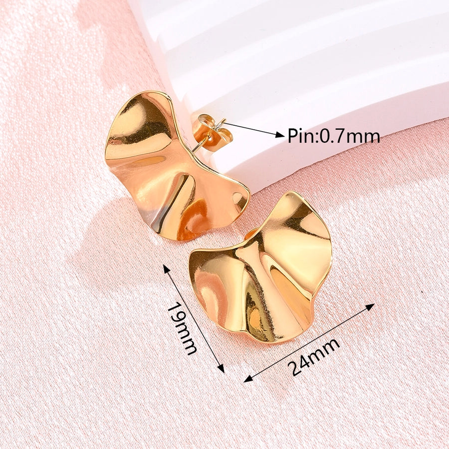 1 Pair/Package Modern Style Simple Style Lips Sector Oval Handmade Polishing Three-dimensional 304 Stainless Steel Ear Studs - CEJEW