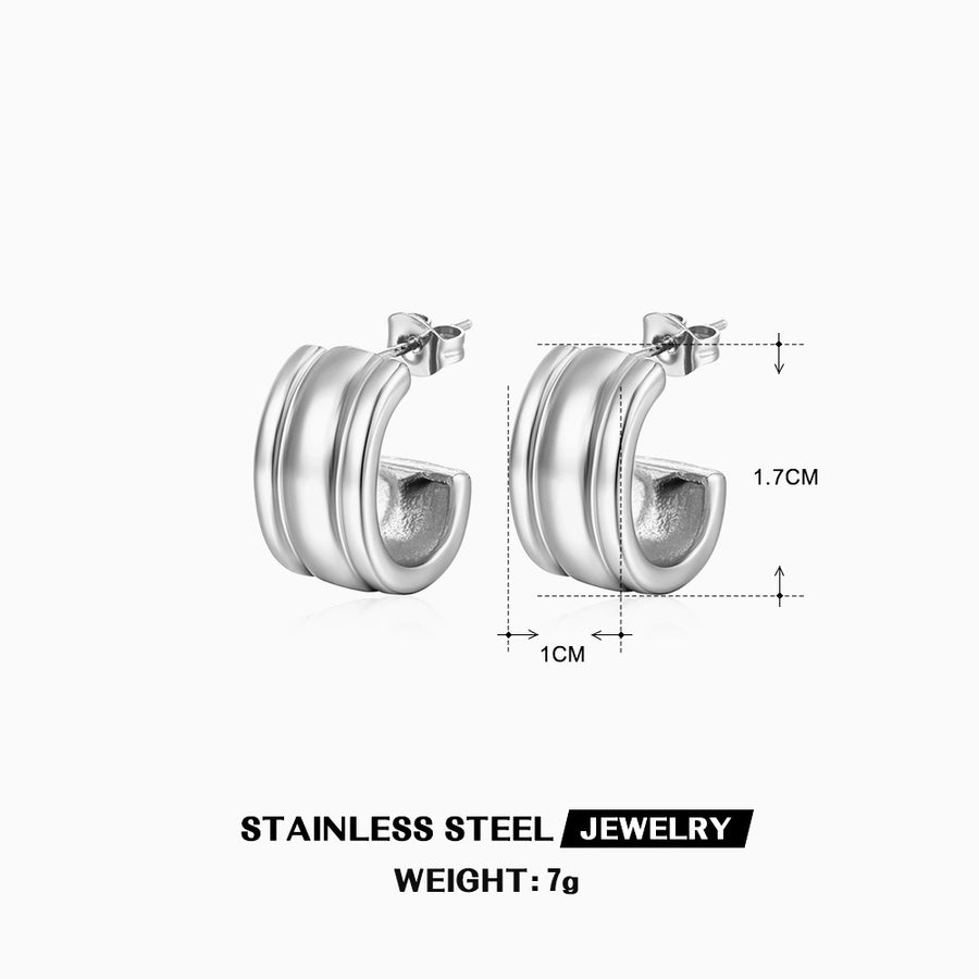 1 Pair Retro C Shape Plating 304 Stainless Steel 18K Gold Plated Ear Studs