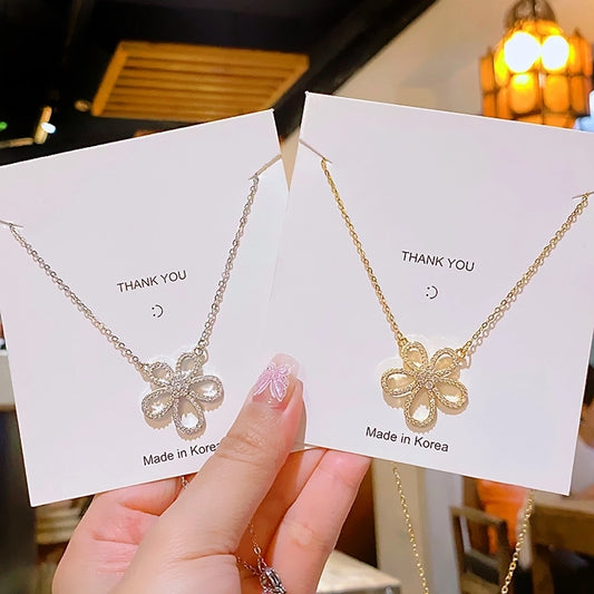 304 Stainless Steel Copper 18K Gold Plated K Gold Plated Flower Pendant Necklace