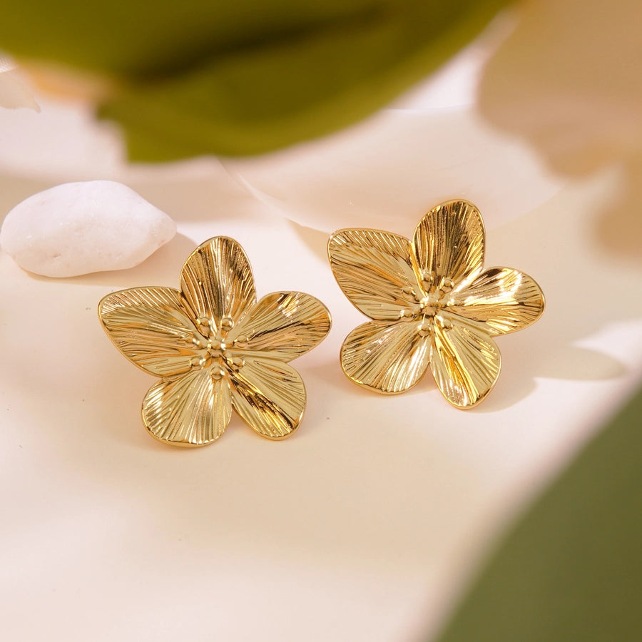 1 Pair Elegant French Style Sweet Geometric Flower 304 Stainless Steel Imitation Gold  Ear Studs