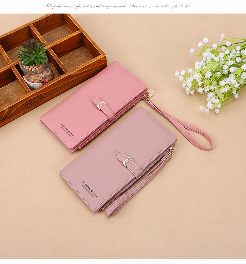 Women's Solid Color Pu Leather Buckle Wallets