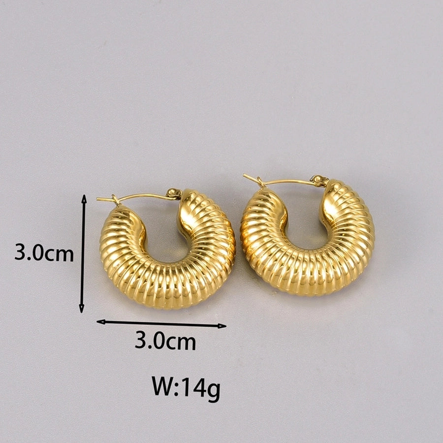 1 Pair Simple Style Classic Style C Shape Plating 304 Stainless Steel Titanium Steel 18K Gold Plated Ear Studs - CEJEW