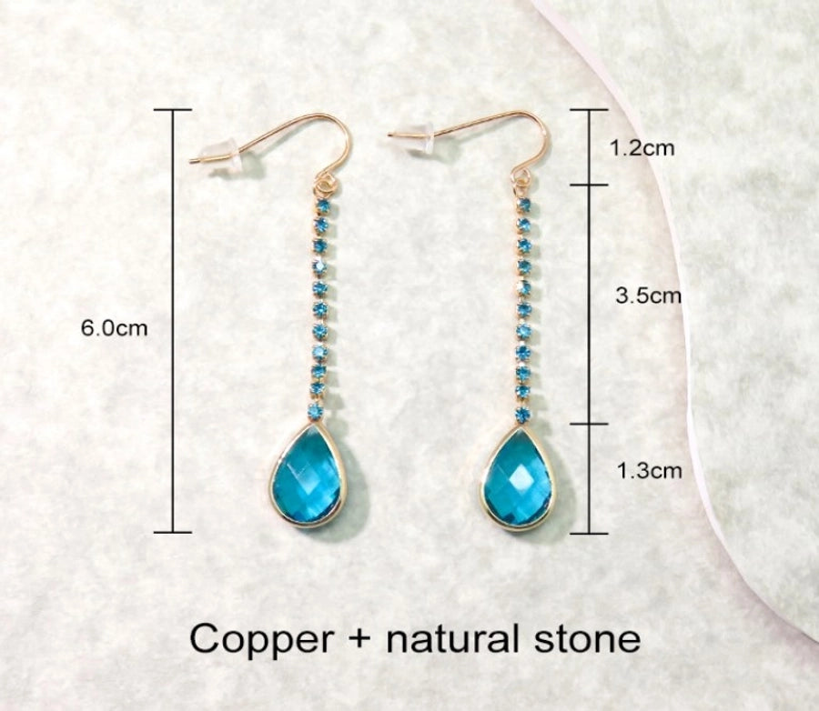 1 pair elegant lady water droplets inlay copper zircon drop earrings - CEJEW