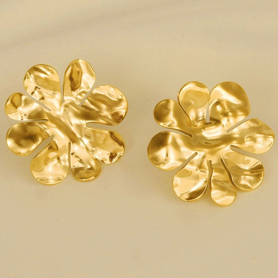 1 Pair IG Style Simple Style Flower Plating 304 Stainless Steel Ear Studs