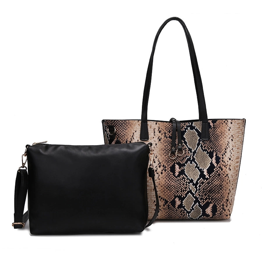 Women's Pu Leather Snakeskin Classic Style Square Open Bag Sets