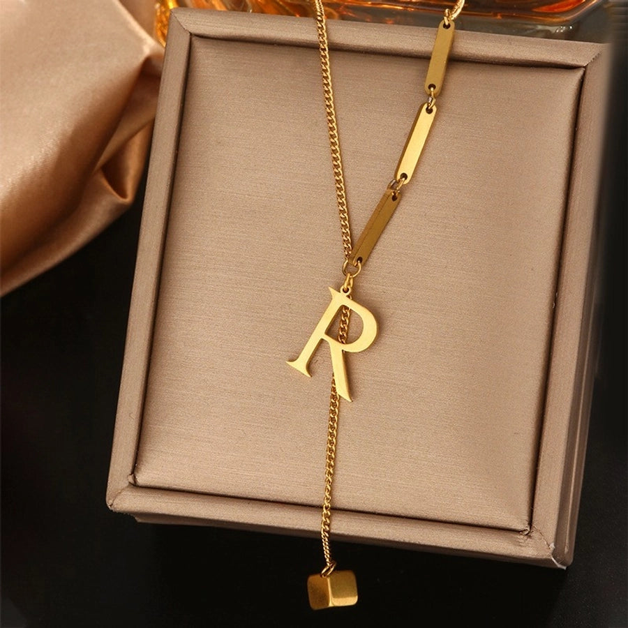 Jewelry Simple Style Artistic Letter 201 Stainless Steel 18K Gold Plated Pendant Necklace