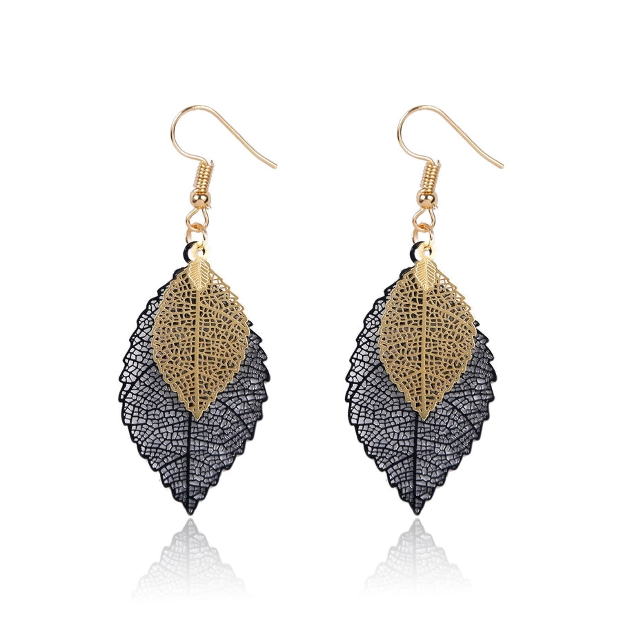 fashion leaf copper plating earrings 1 pair