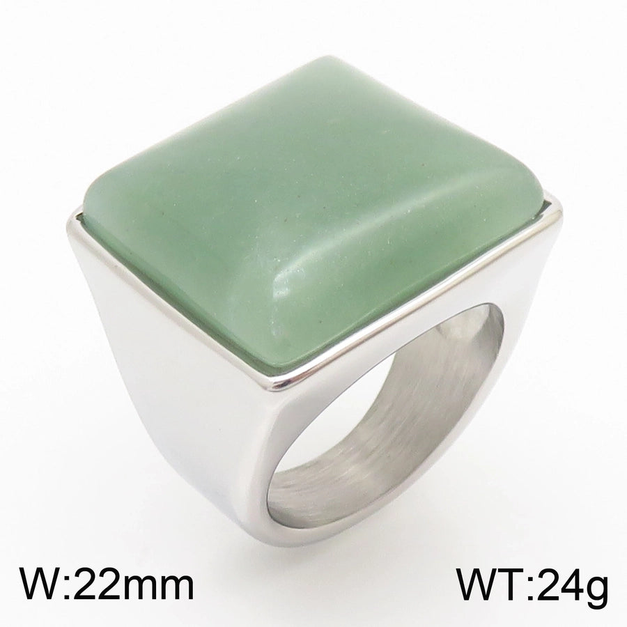 Jewelry Vintage Style Geometric Square Stainless Steel 18K Gold Plated Plating Rings