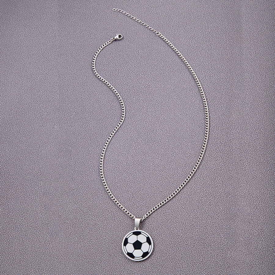 304 Stainless Steel Hip-Hop Simple Style Football Pendant Necklace