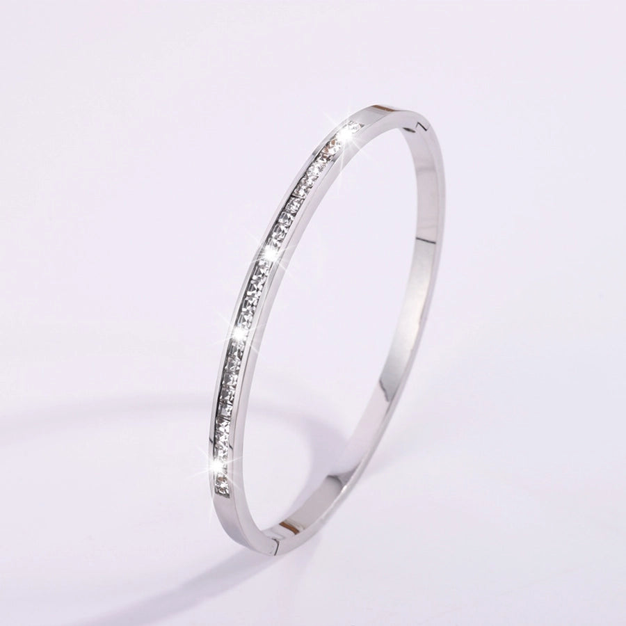 Classic Style Solid Color 304 Stainless Steel Rhinestones Bangle In Bulk