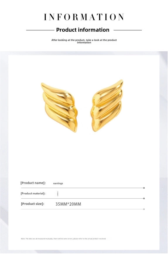 Europe and the United States  hot geometric three-layer wings earrings brass earrings plated 18K gold niche fashion earrings - CEJEW