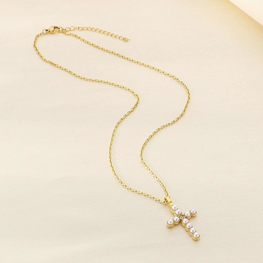 Jewelry Vintage Style Cross 304 Stainless Steel 18K Gold Plated Stainless Steel Necklaces