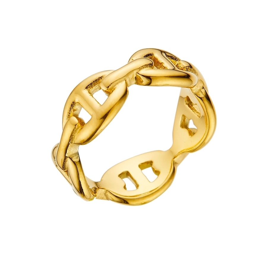 simple style solid color stainless steel plating hollow out gold plated rings