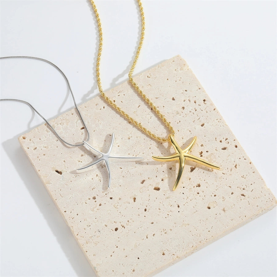 Copper 14K Gold Plated Starfish Pendant Necklace