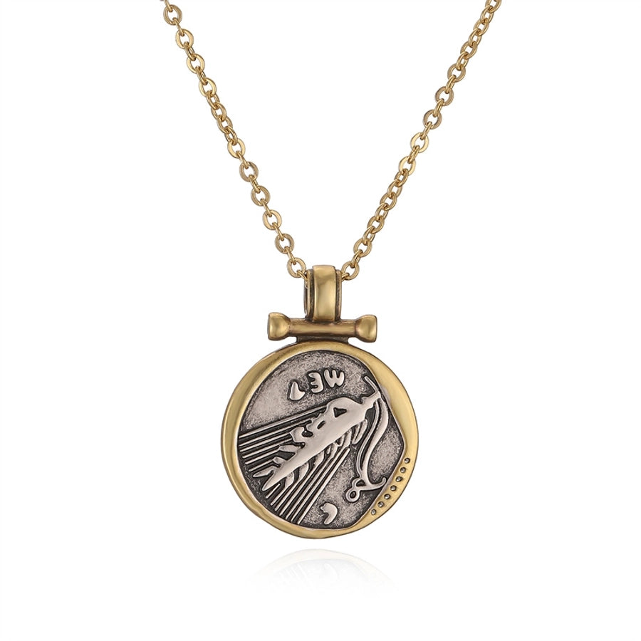 ig style simple style portrait stainless steel copper plating inlay zircon gold plated pendant necklace - CEJEW