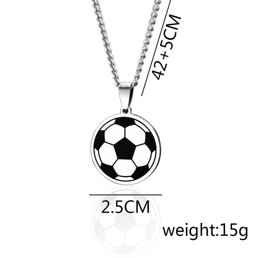 304 Stainless Steel Hip-Hop Simple Style Football Pendant Necklace