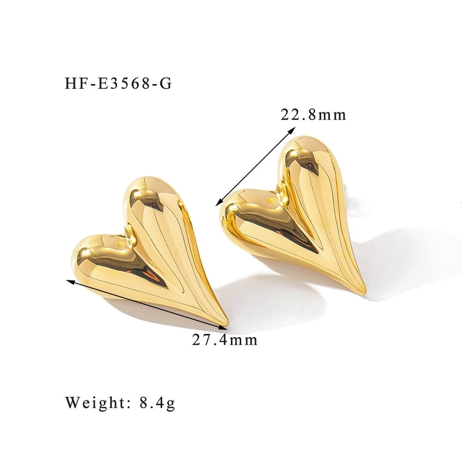 1 Pair Simple Style Classic Style U Shape Heart Shape Plating 316L Stainless Steel  Ear Studs