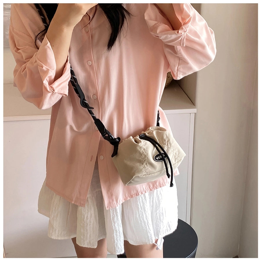 Women's Medium Oxford Cloth Letter Streetwear Sewing Thread Bucket String Bucket Bag