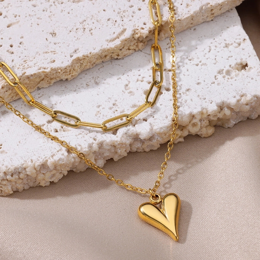 Jewelry Elegant Classic Style Heart Shape 304 Stainless Steel Stainless Steel Necklaces