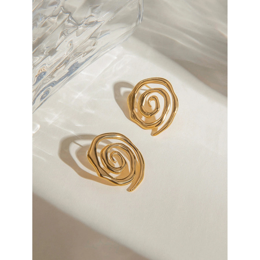 1 Pair Simple Style Classic Style Spiral Plating 304 Stainless Steel 18K Gold Plated Ear Studs