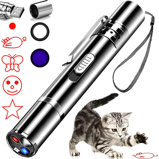 Rechargeable Infrared Laser Light Cat Toy Pen Leash Walking Stick Kitten Supplies Pet Plaything Charging Indicator Light