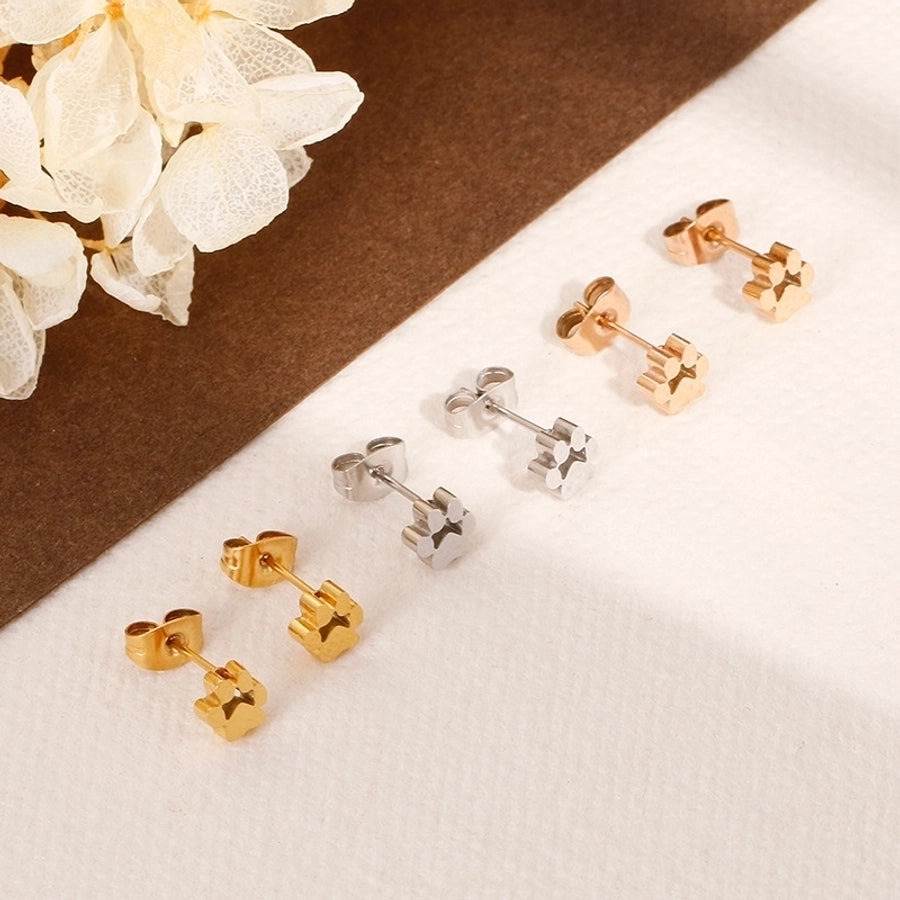 Fashion Heart Titanium Steel 18K Gold Plated Earrings Ear Studs