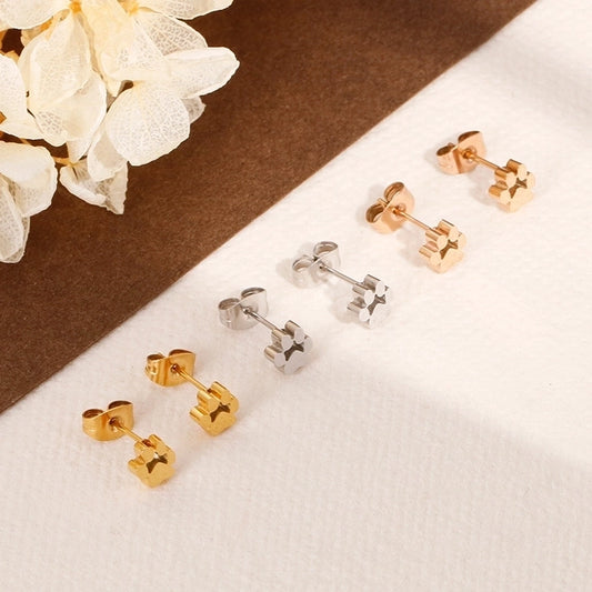 Fashion Heart Titanium Steel 18K Gold Plated Earrings Ear Studs