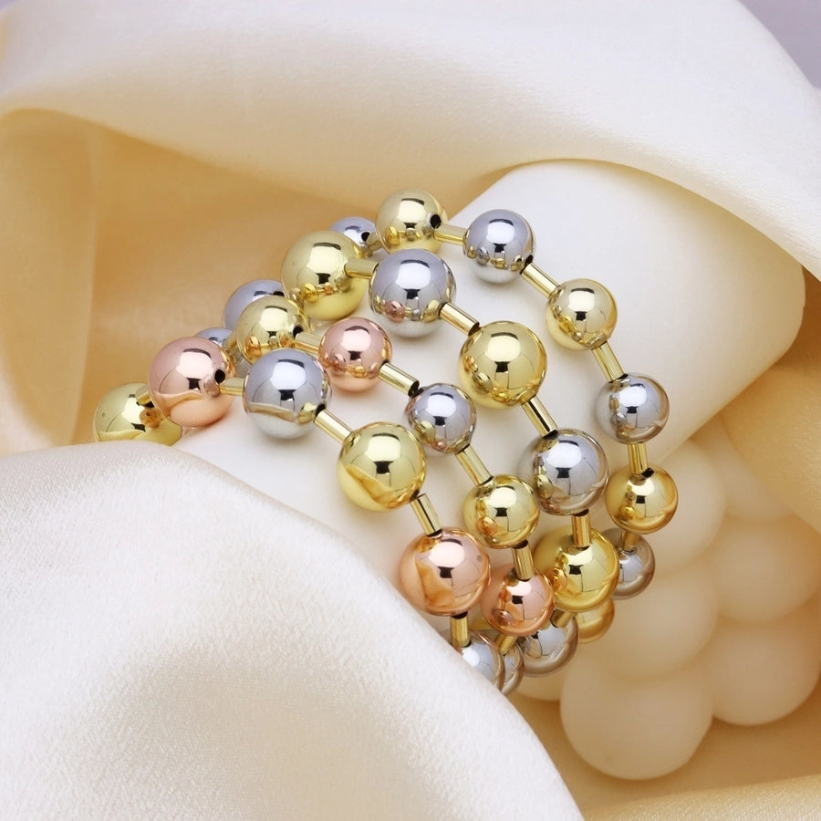 Copper 18K Gold Plated Beaded Plating Round Bracelets