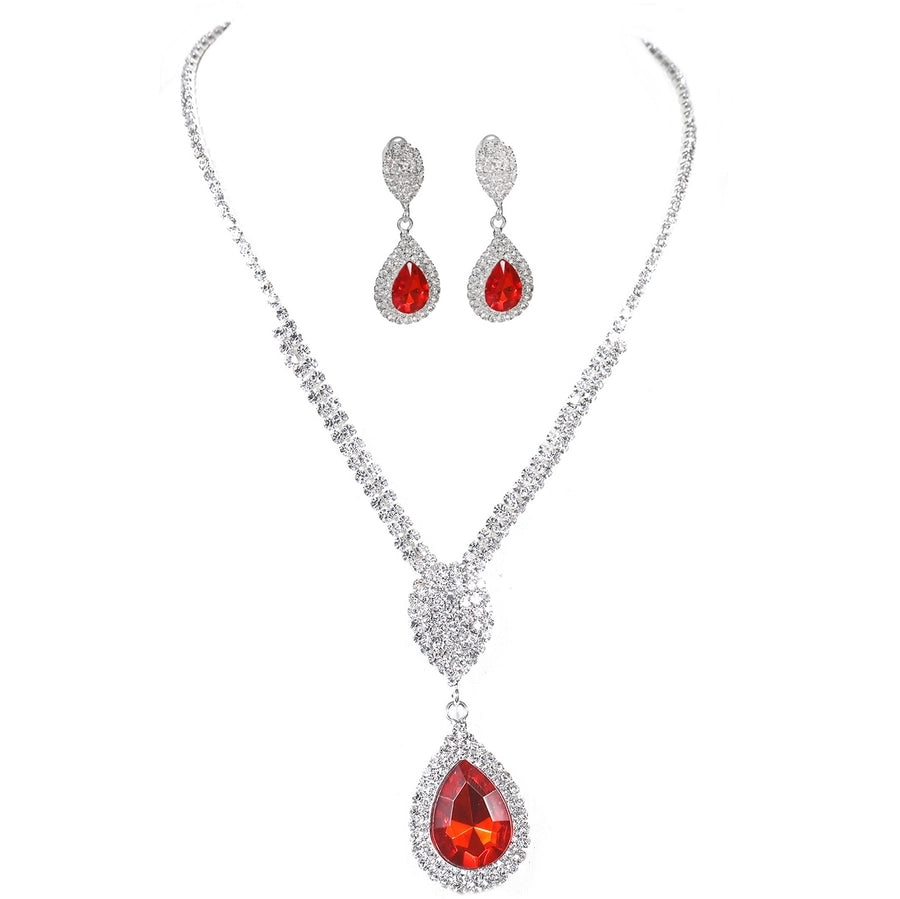 Rhinestone Copper Water Droplets Jewelry Set - CEJEW