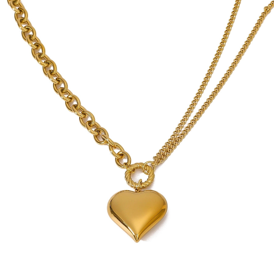 Jewelry Retro Simple Style Heart Shape Titanium Steel Plating Pendant Necklace