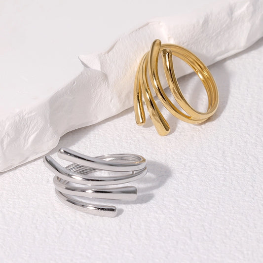 Jewelry IG Style Modern Style Simple Style Geometric Lines 304 Stainless Steel 18K Gold Plated Open Rings