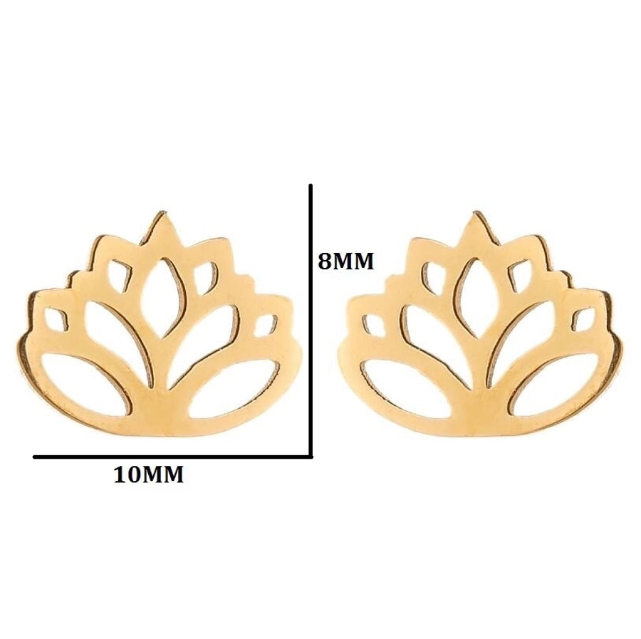 1 Paar einfache Ohrstecker in Herzform und Blumenform aus 304 Edelstahl, 18 Karat vergoldet 